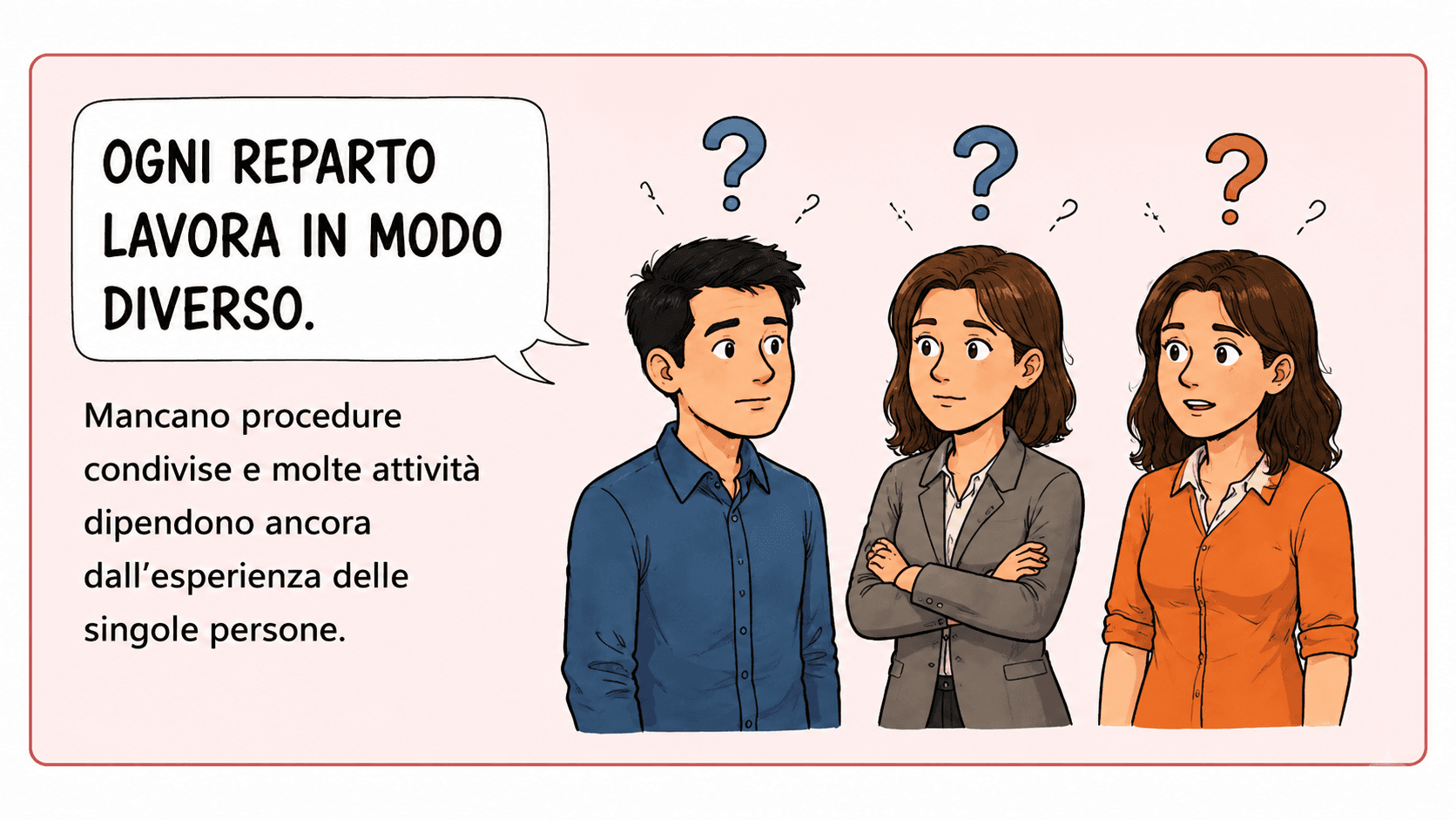 Ogni reparto lavora in modo diverso