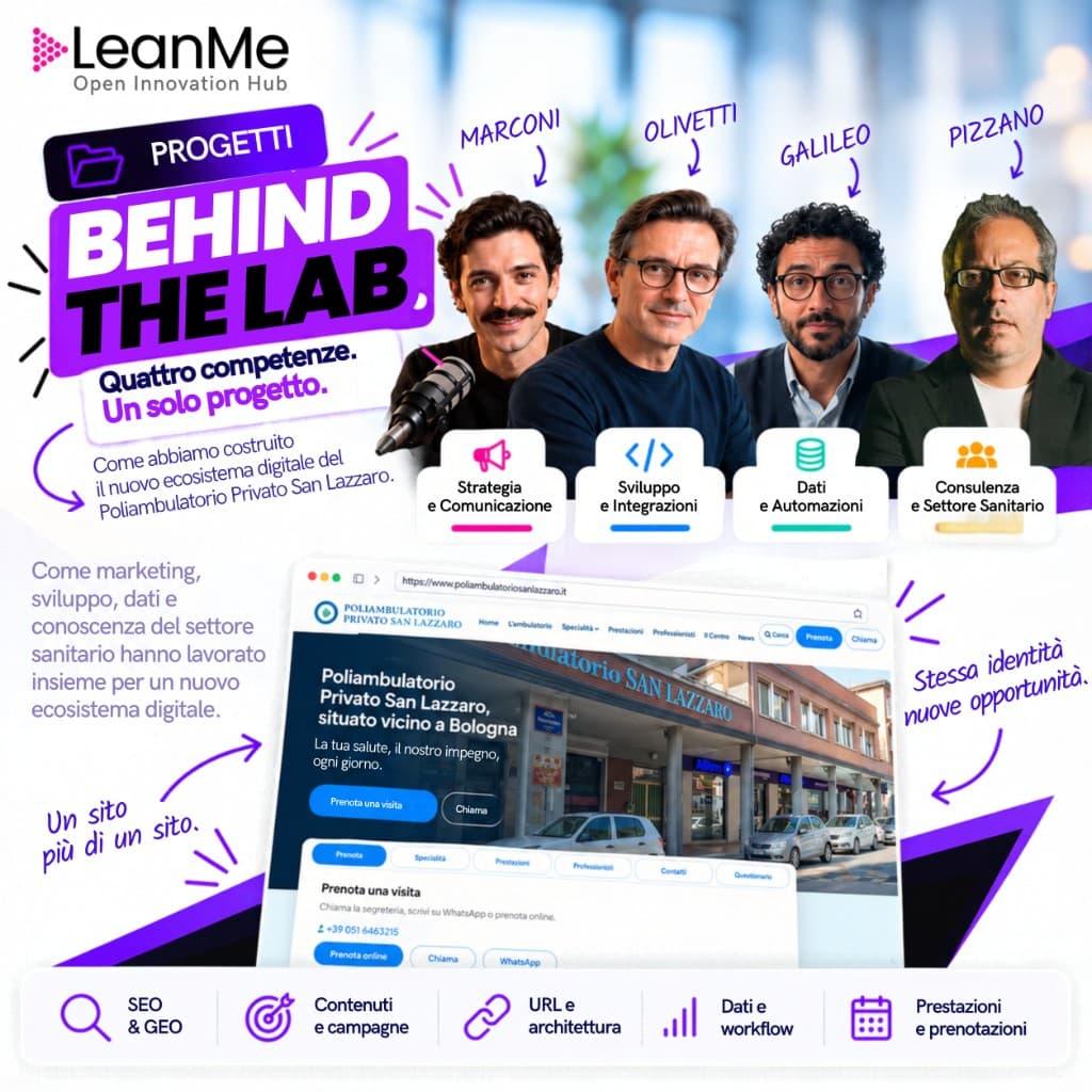 Behind the Lab. Quattro competenze, un solo progetto. Come abbiamo costruito il nuovo ecosistema digitale del Poliambulatorio Privato San Lazzaro.