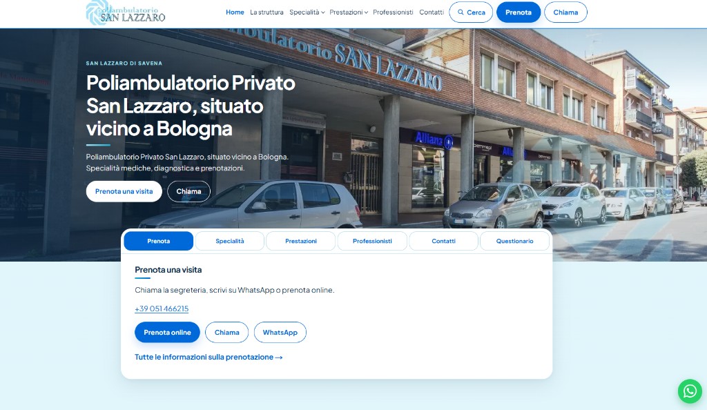 Dopo: homepage nuova, edificio su strada.