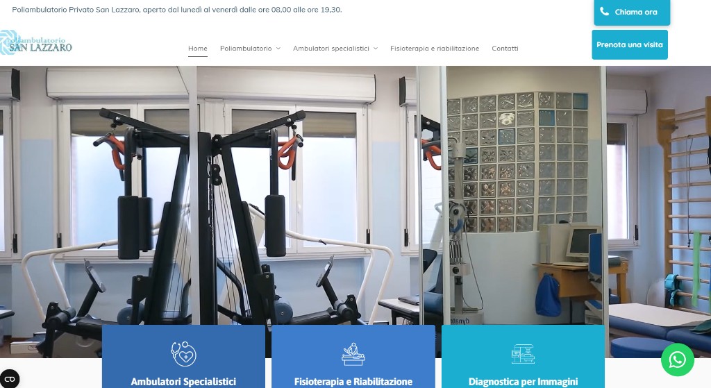 Prima: homepage precedente, interno della palestra.